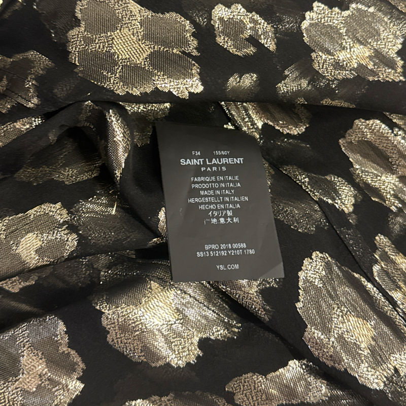 Saint Laurent Women's Black with Gold pattern Blouse