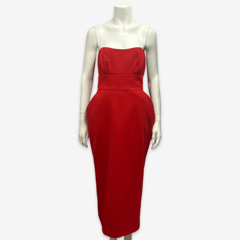 Franky Smiles Red Structured Sleeveless Dress