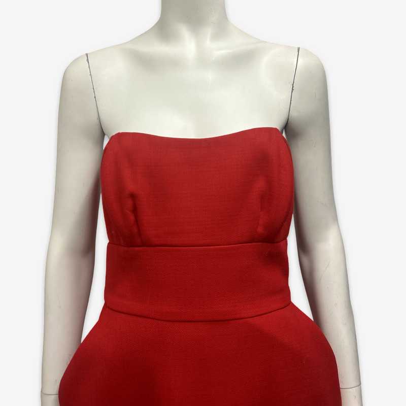 Franky Smiles Red Structured Sleeveless Dress