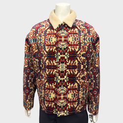 Isabel Marant Men's shearling-collar abstract-print jacket