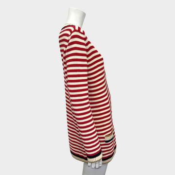 Gucci women s white and red striped knitted cardigan Loop Generation