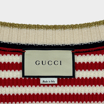 Gucci red and white striped sweater best sale