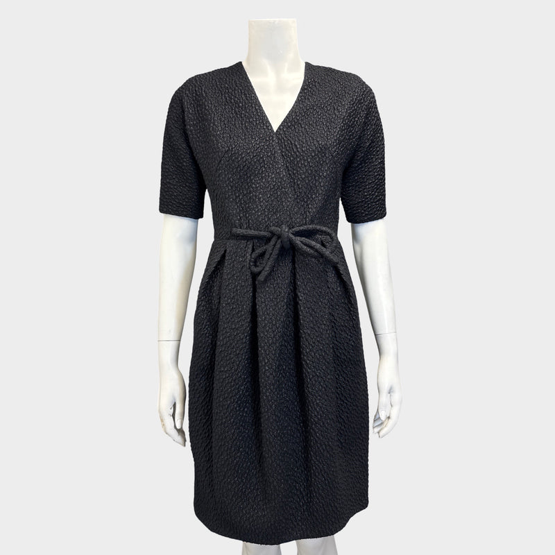 Chloe Charcoal Metallic Dress With a Bow