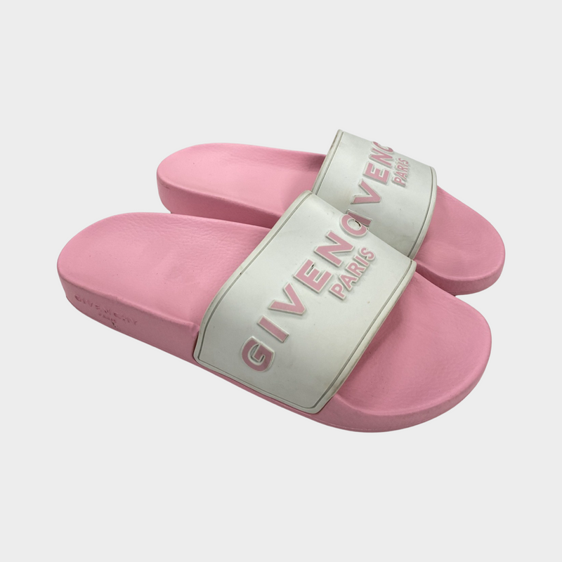 Givenchy women's pink and white rubber slides