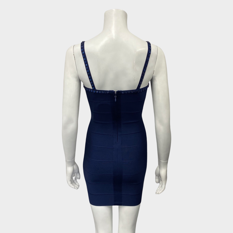 Herve Leger navy blue strappy mini dress