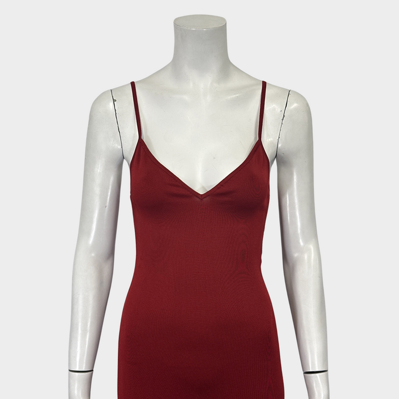 Alexandre Vauthier red elasticated peplum hem maxi dress