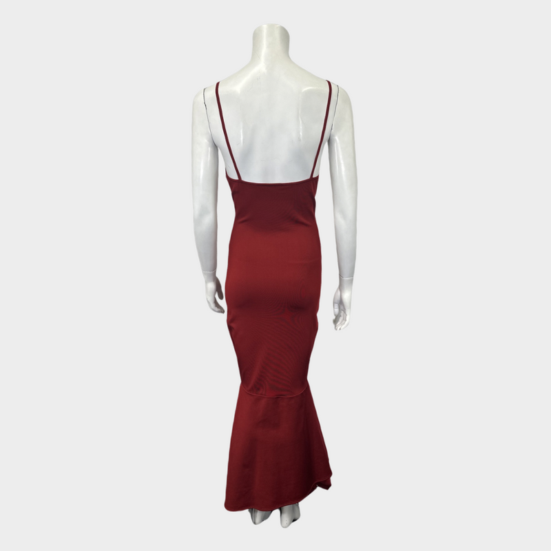 Alexandre Vauthier red elasticated peplum hem maxi dress