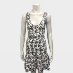 Alaia White with Black Floral Pattern Mini Dress