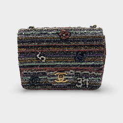 Chanel 2023 Classic Mini Square Multicolor sequin Flap Bag