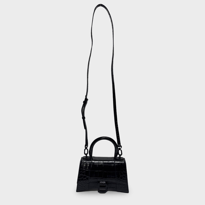 Balenciaga Black Crock Moc Hourglass XS Handbag