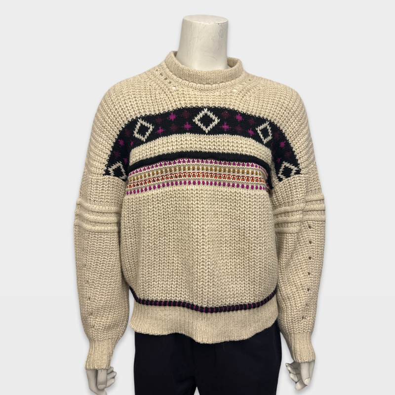 Isabel Marant Men's Cooper Jacquard-Knit Cream Sweater