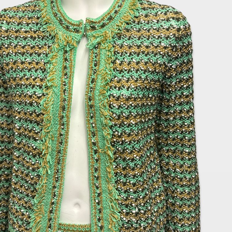 M Missoni Women's Green crochet Skirt and Cardigan set