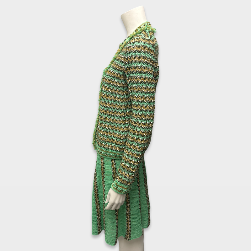 M Missoni Women's Green crochet Skirt and Cardigan set