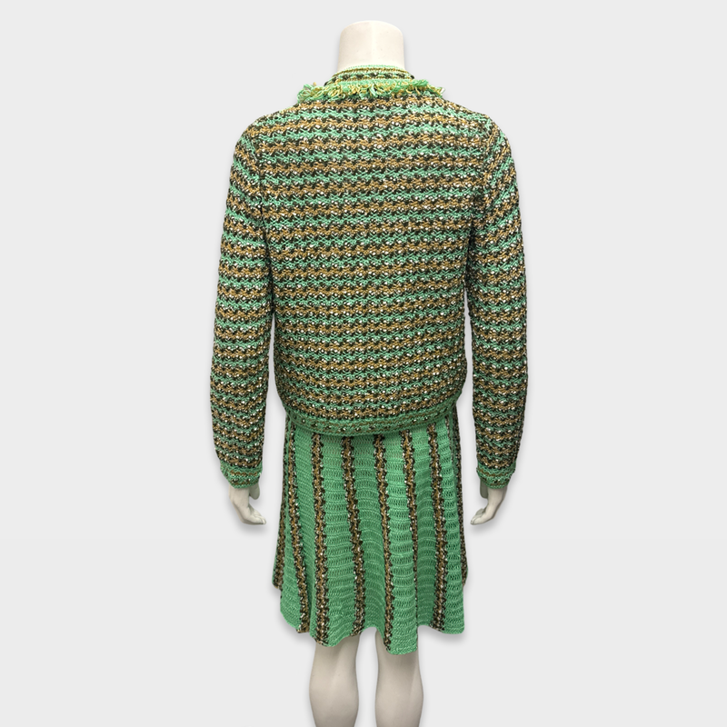 M Missoni Women's Green crochet Skirt and Cardigan set