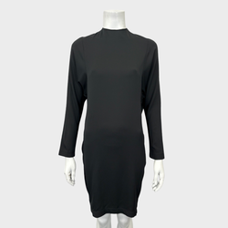 BALENCIAGA black silk draped dress