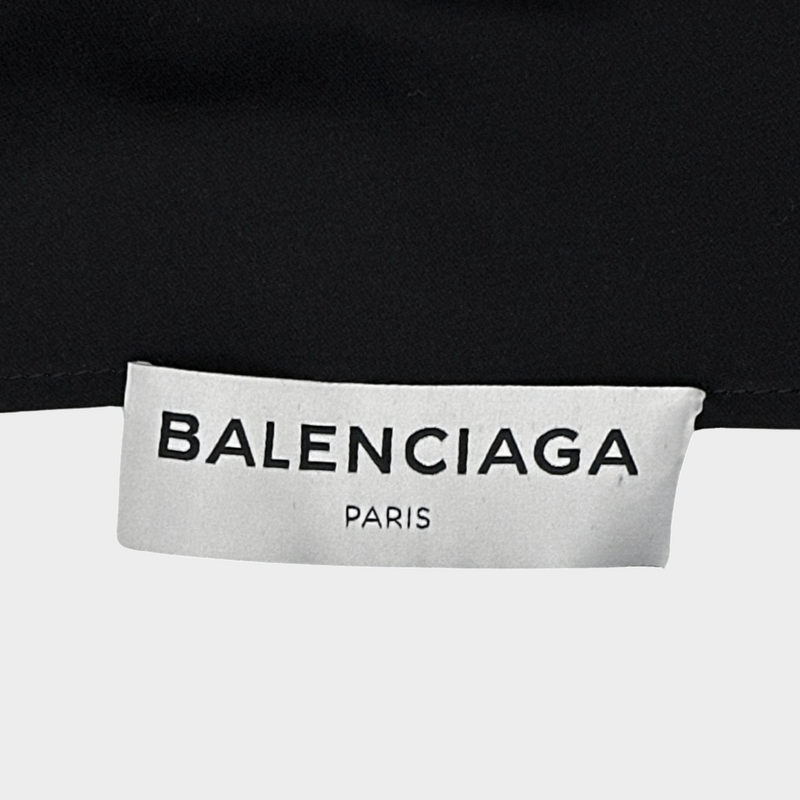 BALENCIAGA black silk draped dress