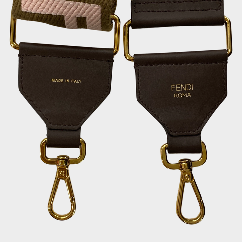 Fendi women's pink and brown woven belt strap