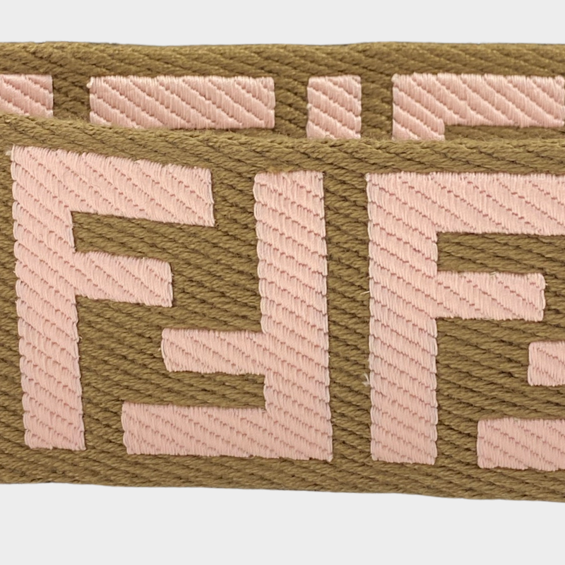 Fendi women's pink and brown woven belt strap