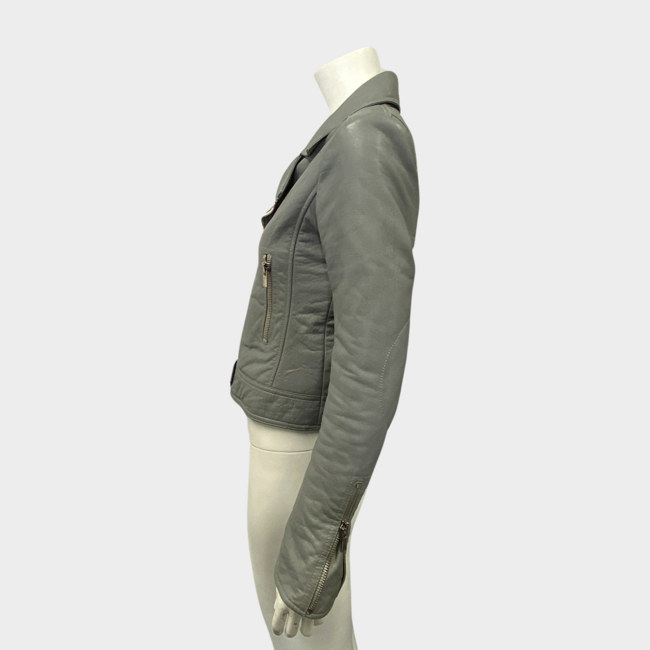 Balenciaga grey best sale leather jacket