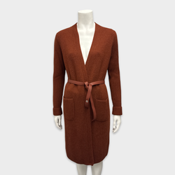 Loro Piana Women's Ochre cashmere belted cardigan