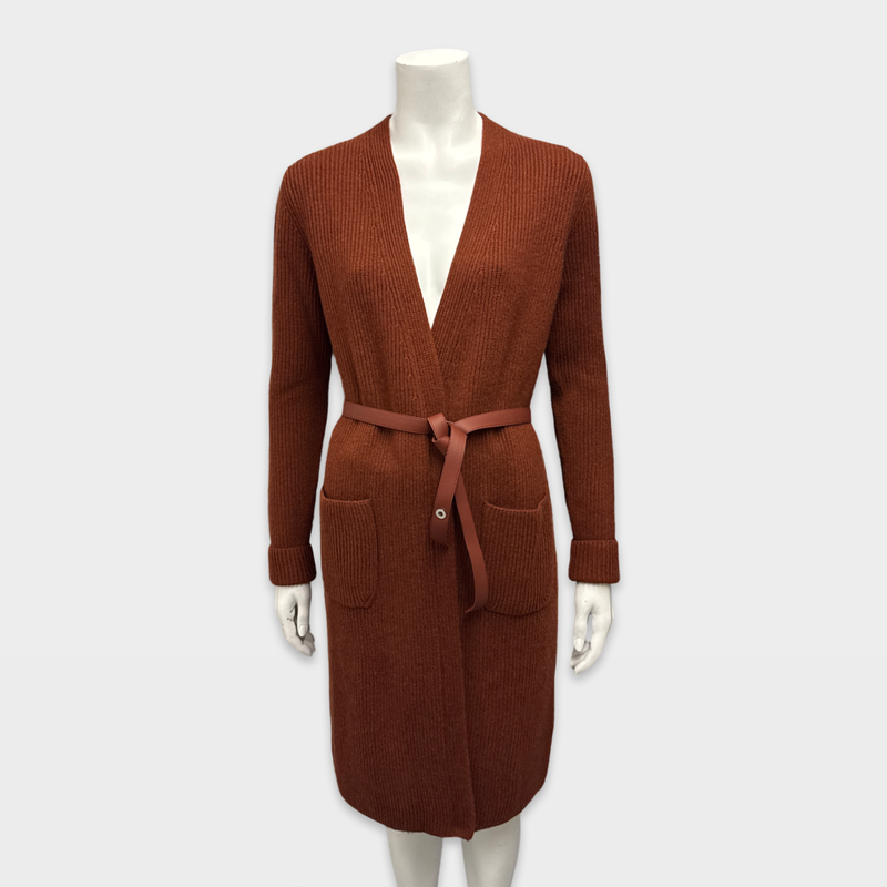 Loro Piana Women's Ochre cashmere belted cardigan