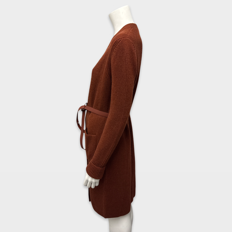 Loro Piana Women's Ochre cashmere belted cardigan