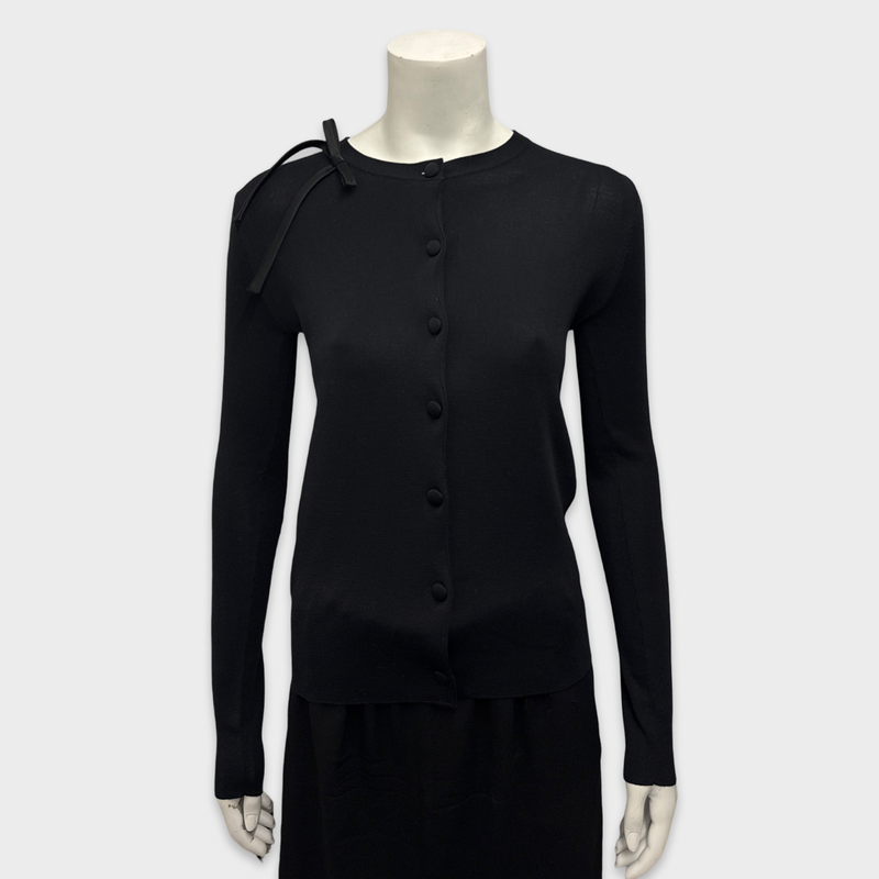 Prada Women's Black Woven Silk Cardigan