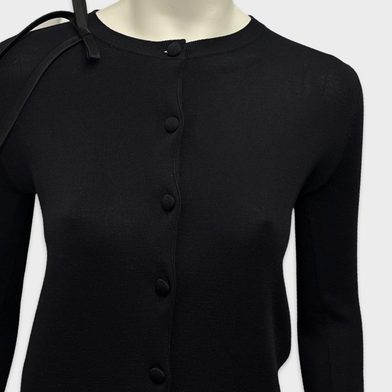 Prada Women's Black Woven Silk Cardigan