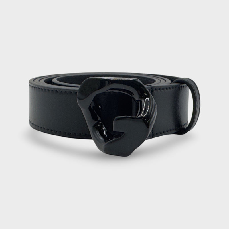 Givenchy Men's Black Leather G-chain Belt buckle