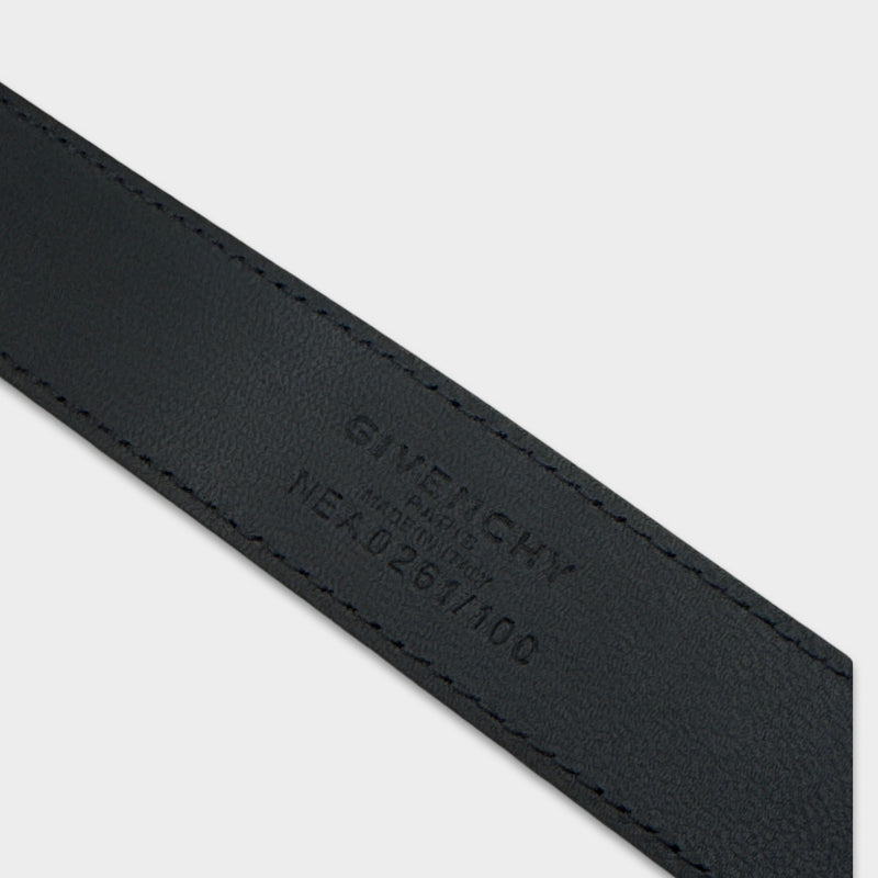 Givenchy Men's Black Leather G-chain Belt buckle