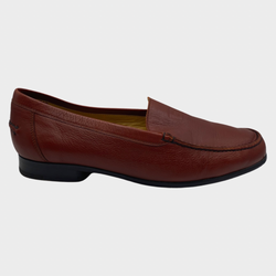 Hermes women's burgundy red leather loafers