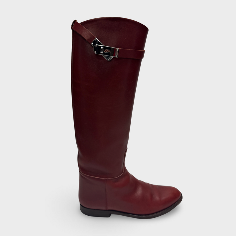 Hermès Women's burgundy leather Jumping boots