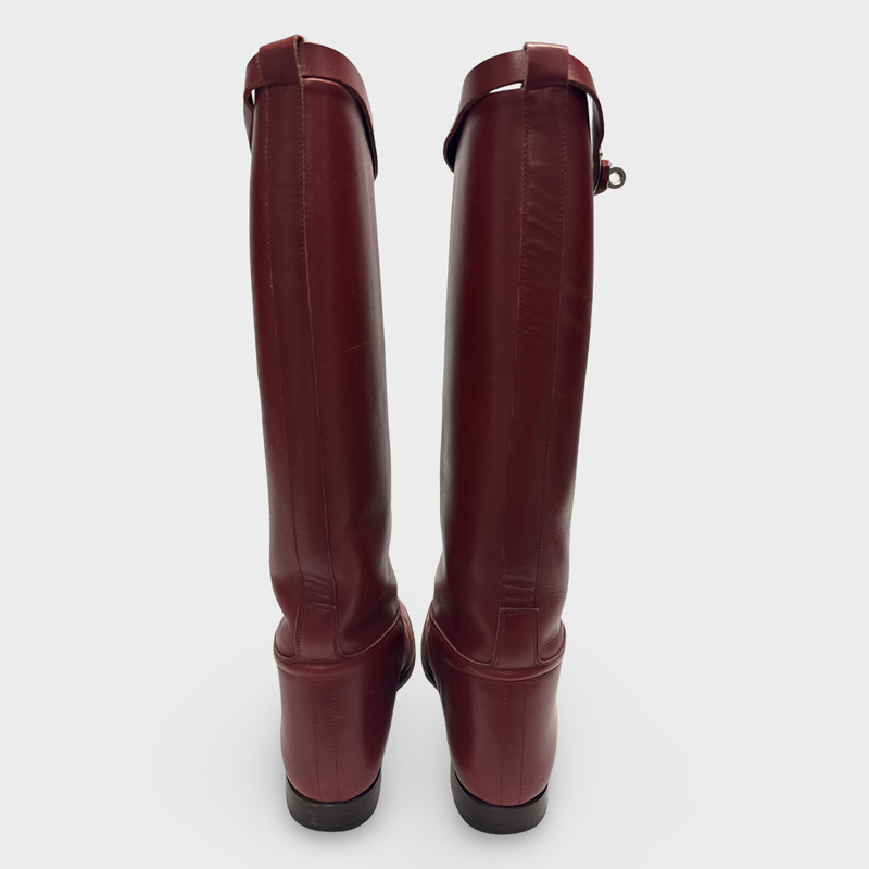 Hermès Women's burgundy leather Jumping boots