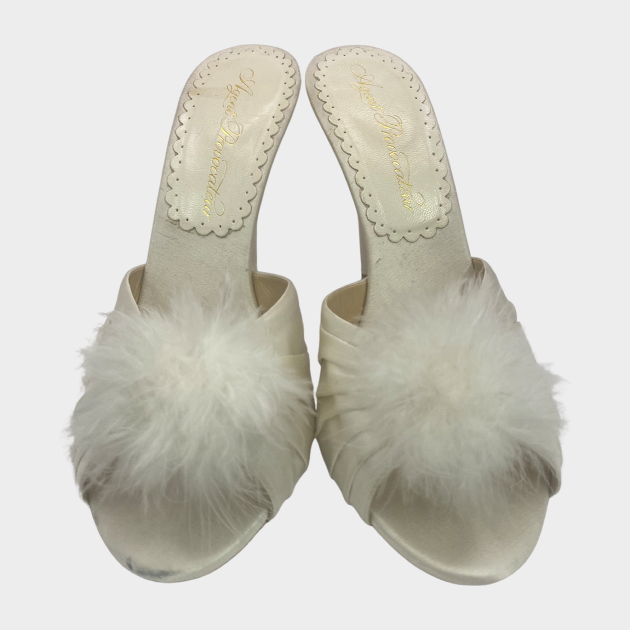 Agent Provocateur Enrica white satin mules Loop Generation