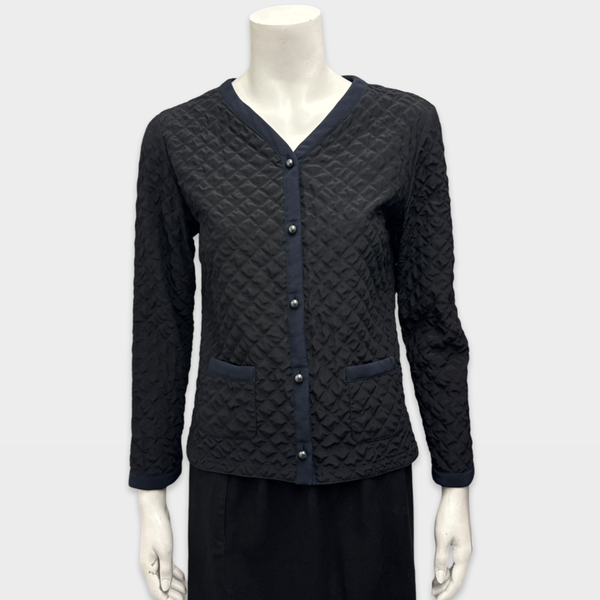 Chanel Women's Black and Navy silk quilted Jacket