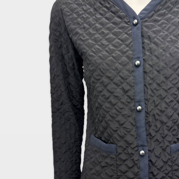 Chanel Women's Black and Navy silk quilted Jacket