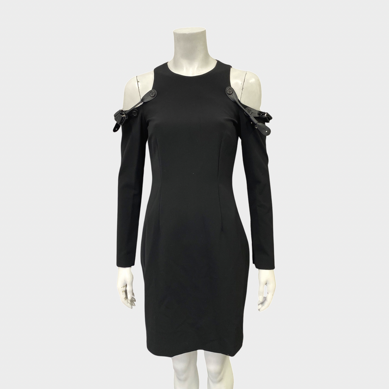 Moschino Couture women's black dress with leather detailing