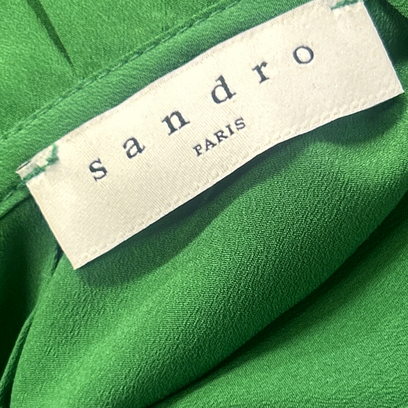 Sandro Green Frilly Dress With Back Cut-out Detail