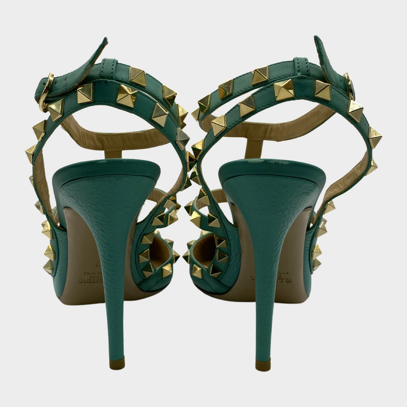 Valentino turquoise leather rockstud heels