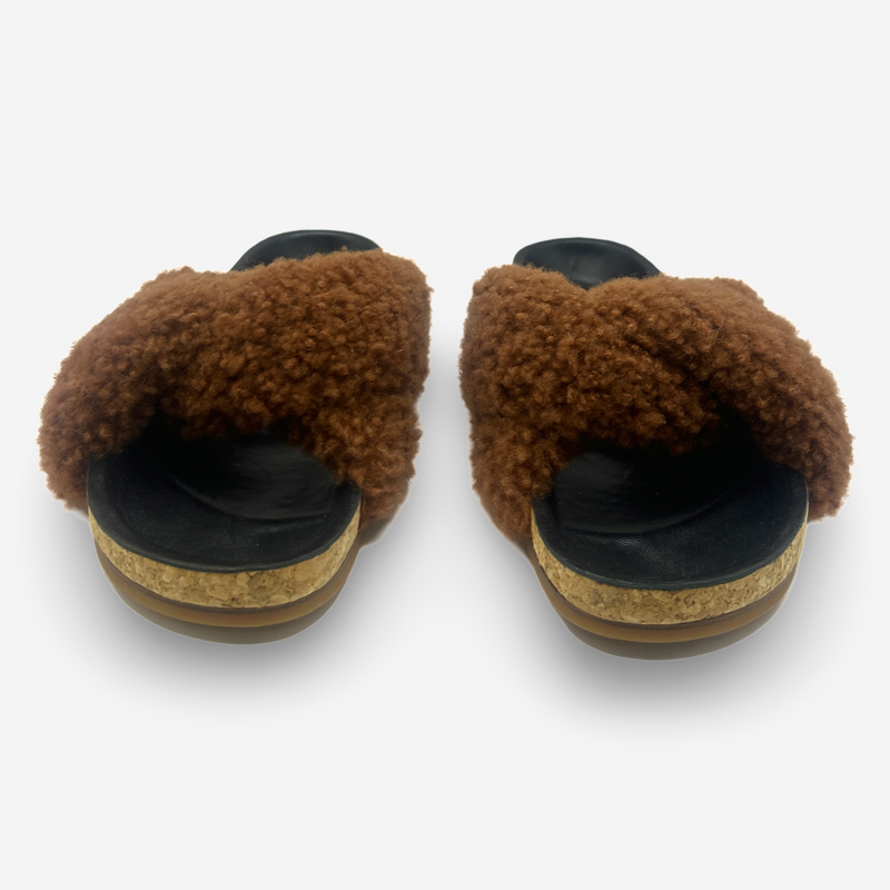 Chloe Women's Brown Teddy Sliders