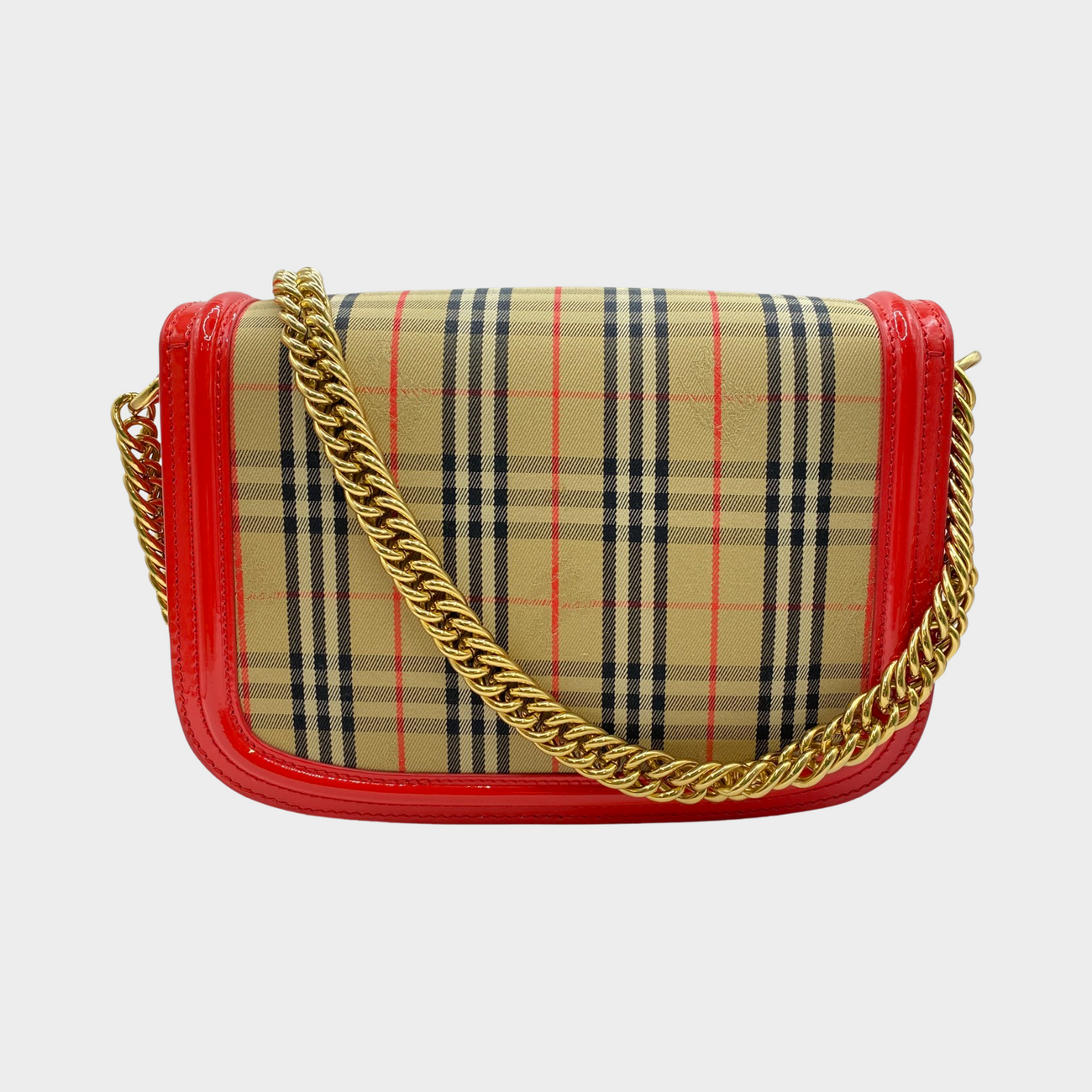 Burberry The link S Vintage check canvas and red patent leather 