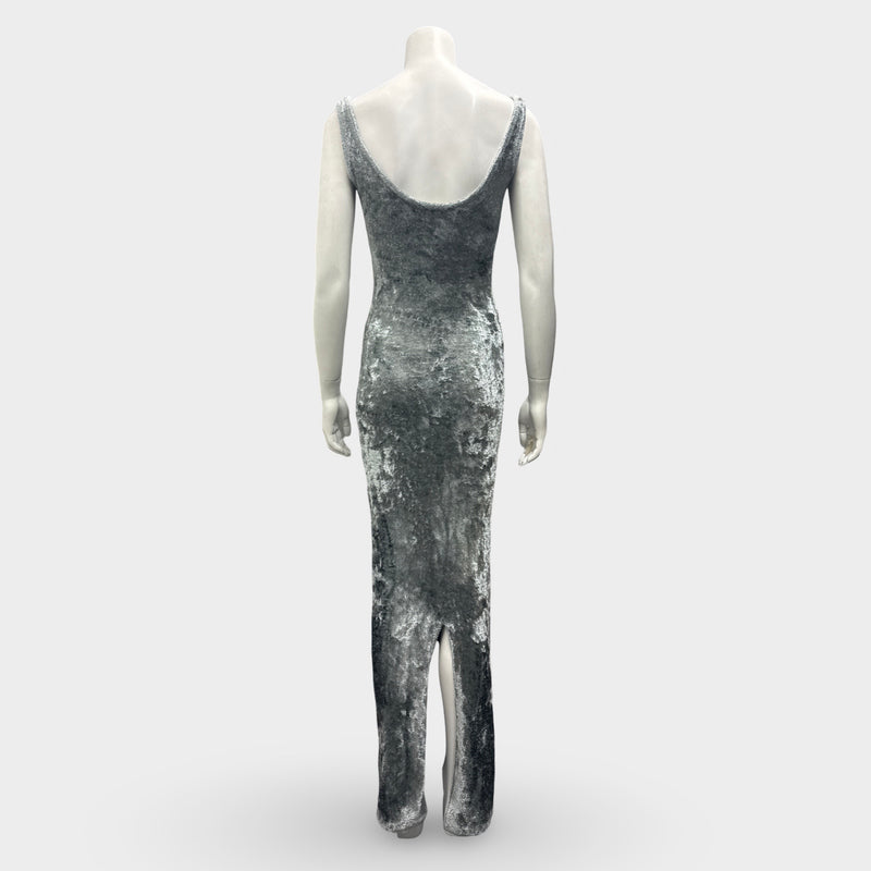 Lapointe Velvet Scoop Neck Silver Mint Maxi Dress