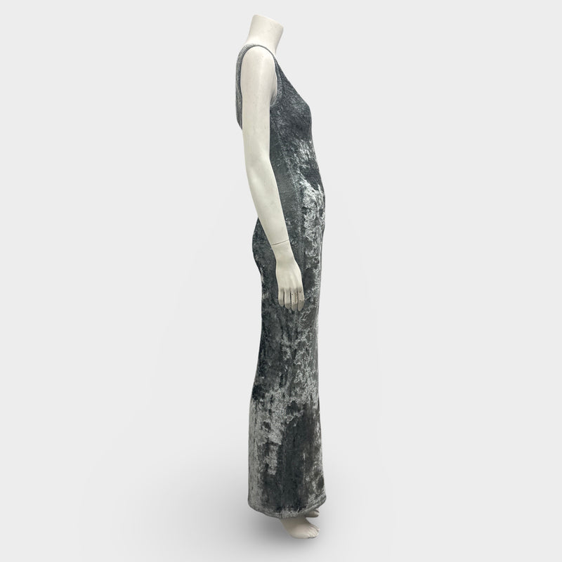 Lapointe Velvet Scoop Neck Silver Mint Maxi Dress