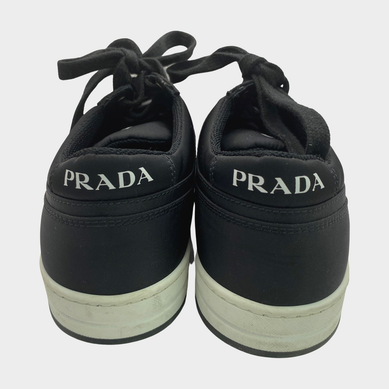 Prada women's black re-nylon triangle logo sneakers