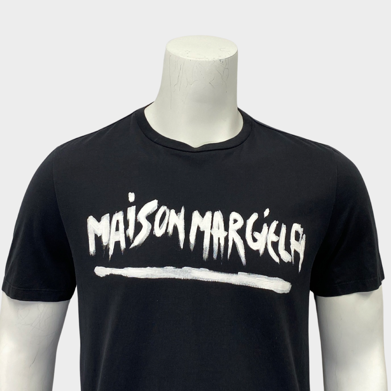 Maison Margiela men's black cotton logo printed t-shirt – Loop