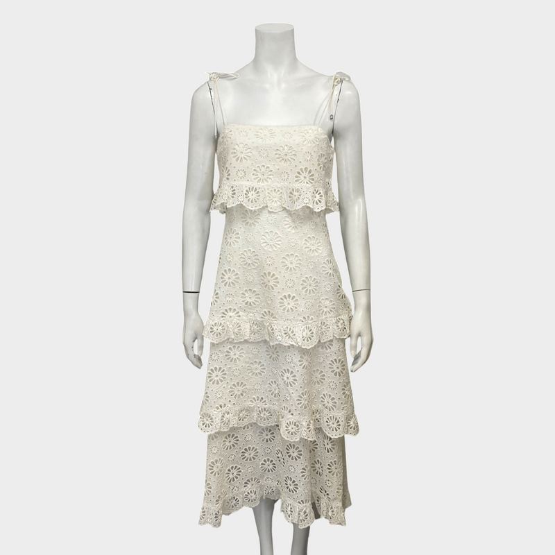 Zimmerman white floral print embroidered cotton dress