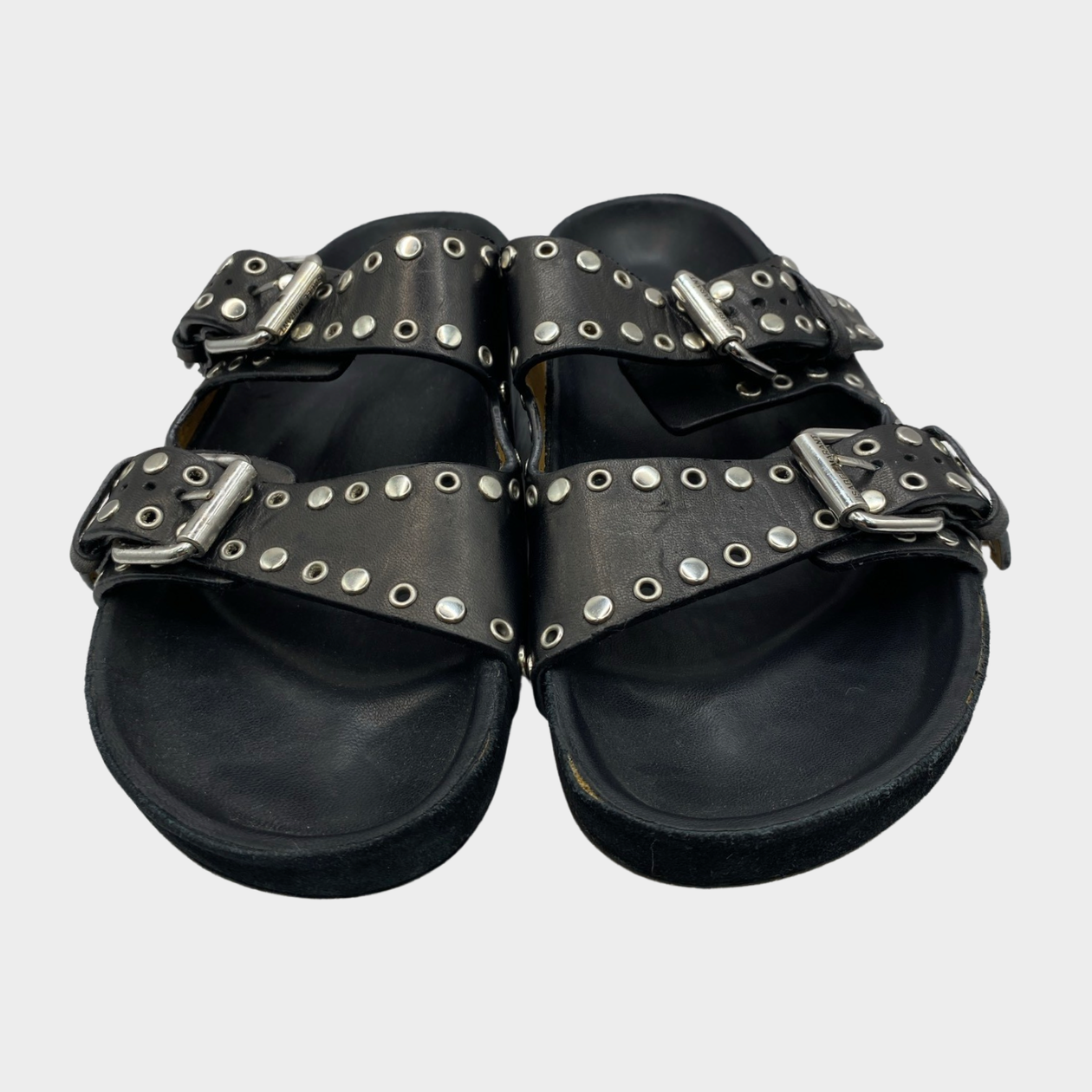 Black sandals with online silver studs