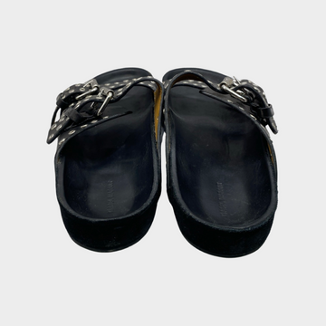 Black slides with online silver studs