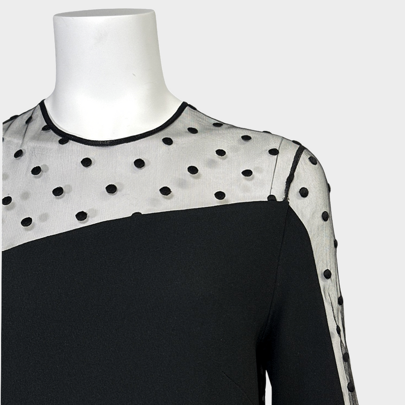 Stella McCartney black jersey and mesh polka dot dress