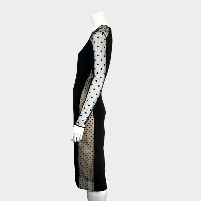 Stella McCartney black jersey and mesh polka dot dress